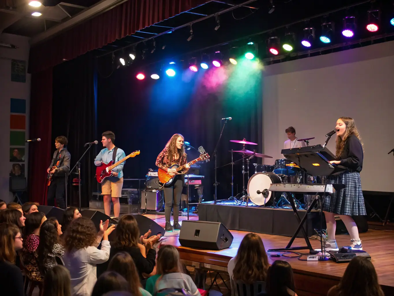 A photograph capturing the energy of a live concert organized by ASSOCIATION POUR LA PRATIQUE ET L'UTILISATION DES INSTRUMENTS, featuring musicians on stage and an enthusiastic audience.