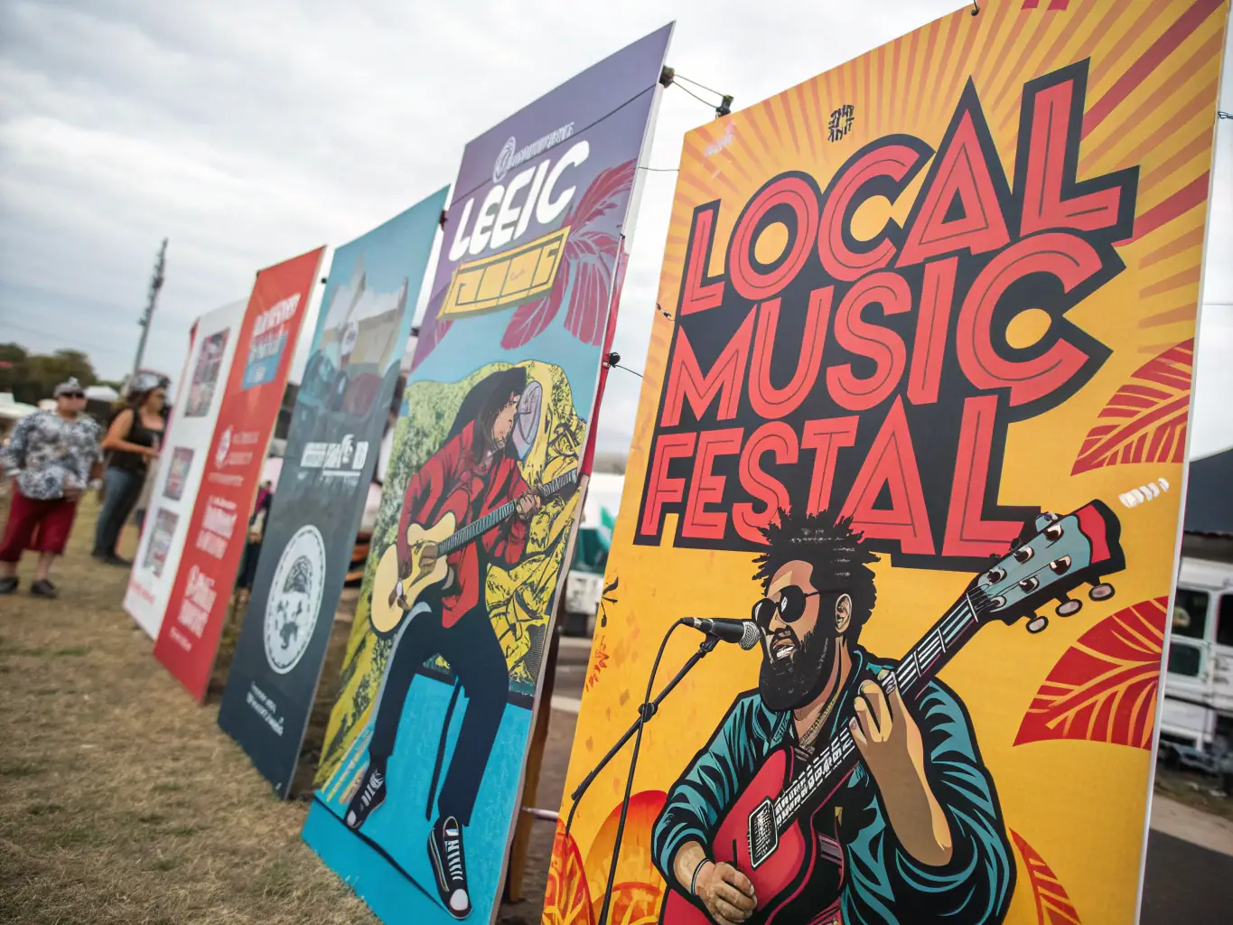 A visually appealing image of promotional materials (posters, flyers, social media posts) for a musical event, highlighting the efforts of ASSOCIATION POUR LA PRATIQUE ET L'UTILISATION DES INSTRUMENTS in promoting artists and their work.